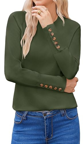 Hotouch Maglione Donna Invernale Maglioni Elegante Maglioncino Lunga Maglia Elegante Collo Rotondo Pullover Caldo Sweater Verde XL