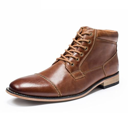 SFSSWSRYDF Bottes en Cuir de Vachette Homme Fermeture Éclair Bottines Latérale Botte Confortable Formel Chaussures Habillées,Marron,42 EU