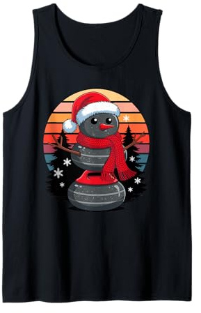 Navidad Muñeco De Nieve Curling Piedra X-Mas Curler Camiseta sin Mangas
