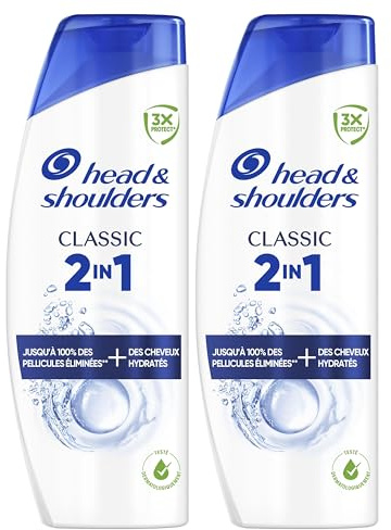 Head & Shoulders Classic 2 en 1, 2x 400ml, Shampooing et après-shampooing antipelliculaire, Agit contre les pellicules, le sébum et les démangeaisons dès le 1er lavage