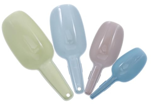 EXAOMBLE 4 St Plastiska Iskedlar för Kök och Bar Färgglada Stapelbara och att Rengöra Mångsidiga Skopor för Is Torrvaror Mjöl och Buffébruk Fester Slumpmässig Färg