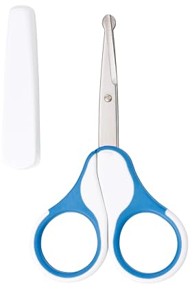 babynova Forbicine per Bebè con Cappuccio Protettivo – Forbicine per Unghie in Acciaio Inossidabile con Punte Arrotondate per un Taglio Sicuro delle Unghie del Bebè – Senza BPA – Blu