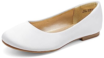 DREAM PAIRS Girls Dress Shoes Slip on Ballerina Flats for Wedding/Party,Size 13 Little Kid,White/Satin,MUY