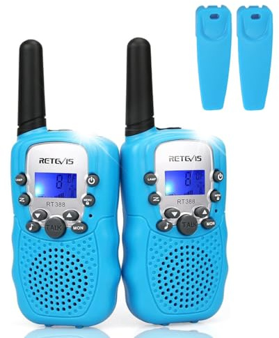 Retevis RT388 Walkie Talkies for Kids,Toys for 3-12 Years Old Boys Girls, Gifts with Flashlight, Kids Walkie Talkies for Camping, Outdoor, Family Games, Garden (1 Pair, Sky Blue)