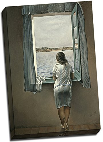 Salvador Dalí mujer en la ventana, impresión en lienzo, Póster grande, 30 x 20 Inches (76.2 x 50.8cm)