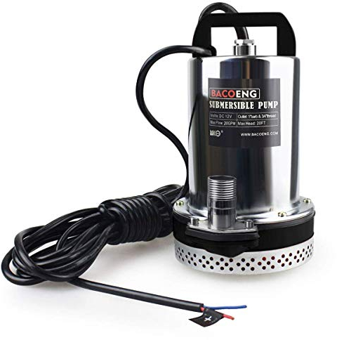 BACOENG DC 12V Elektrische Solar Tauchpumpe Wasser Brunnenpumpe für Bauernhof Weide 20FT