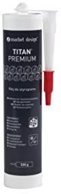 MARBET DESIGN Styroporkleber Baukleber, Innen für Stuckleisten, Deckenplatten, Zierleisten uvm. (1 Kartusche Titan Premium) Innenbereich lösungsmittelfrei Acryl