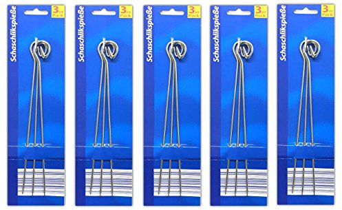 HAC24 15 Stück Schaschlikspieße BBQ-Spieße Metallspieße Fleischspieße Fleischnadel