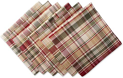 DII Autumn & Thanksgiving Tabletop Linens, Cotton, Plaid, 20 x 20 (Set of 6)