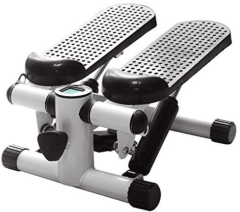 Flyelf Stepper avec Affichage LCD et Cordes Élastiques, Stepper d'appartement pour l'entraînement des Bras, Abdominaux, Jambes et Fessiers (Noir-Blanc)