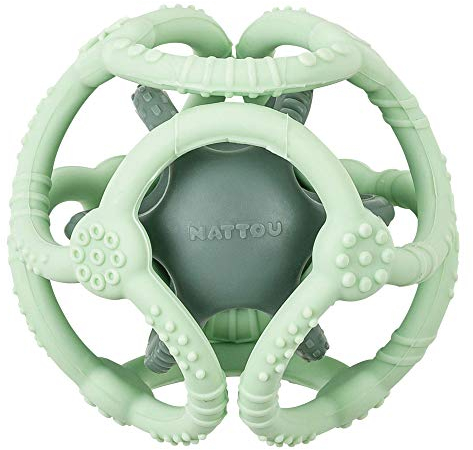 Nattou Silikonbälle 2er Set, Zum Greifen, BPA-frei, Ø 10 cm + 7 cm, Silicon, Mintgrün/Grasgrün