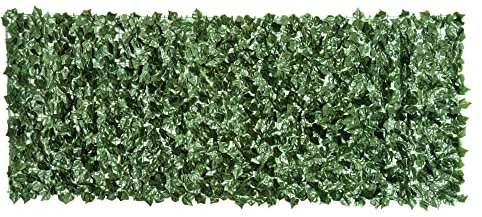 Outsunny Rotolo di Siepe Artificiale per Balcone e Giardino in PE Anti-UV, Siepe Finta con Foglie Verde Scuro 240x100cm
