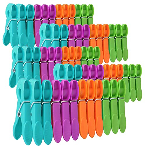 lohey 60 Pack Clothes Pegs for Washing Line, Non Slip Washing Pegs Strong with Durable Spring, 4 Colors Plastic Laundry Pegs for Home Garden Indoor & Outdoor