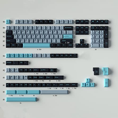 173 Keys Double Shot Keycaps Cherry Profile Hammerhead Light Keycap Set with 7u Spacebar for ISO ANSI Layout Cherry Mx Switches Mechanical Keyboard