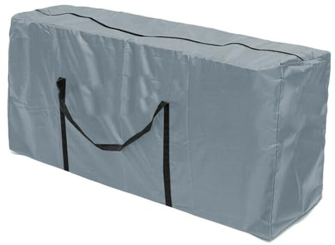 Bolsa de Almacenamiento para Cojines Jardín, Impermeable, Resistente a Los Rayos UV, Tejido Oxford Resistente a Desgarros, con Asa de Transporte, Incluye Bolsa de Almacenamiento (173x76x51cm, Plata)