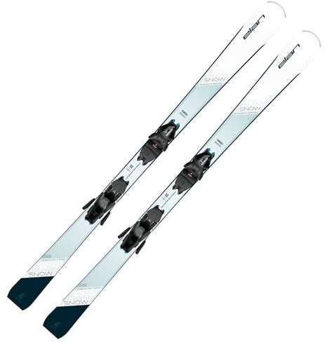 Damskidor alpinski carvingski pistskidor parabolic rocker – elan Snow White – 146 cm – inkl. bindning EL9.0 Grip Walk Z2,5–9 – On pister skidor för kvinnor – för nybörjare