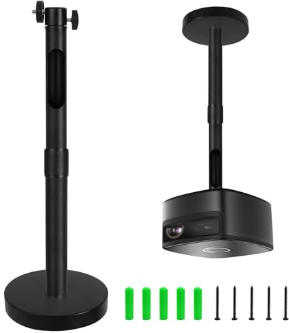 Dadabig Universal Deckenhalterung für Beamer Projektor-Wandhalterung Aluminiumlegierung 360° Schwenkbar bis 4Kg Deckenabstand 20-40cm Schwarze mit 5X Gewinde Universal Adapter