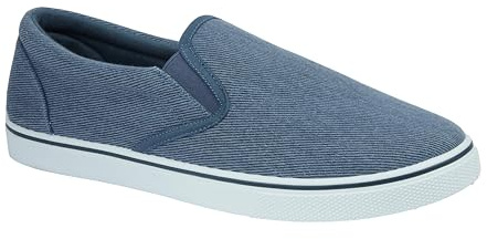 Urban Jacks Mens Canvas Mesh Slip On/Lace-up Espadrilles Casual Low Top Plimsoll Trainers Size 7-12 (Denim, UK Footwear Size System, Adult, Men, Numeric, Medium, 9)