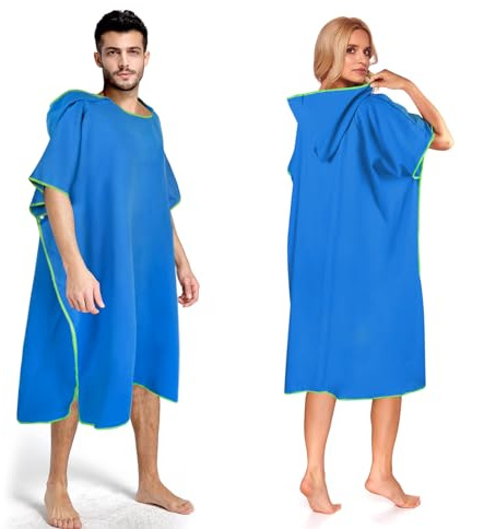 DIELOVEHUA Poncho för surfning för män och kvinnor, surfponcho med huva, surfponcho i mikrofiber, badponcho, handduksponcho, snabbtorkande, för surfing, simning, camping