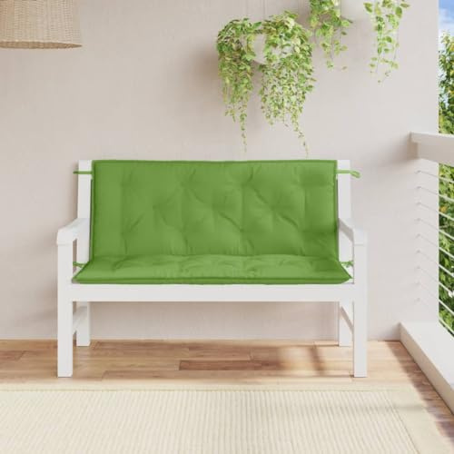 Homgoday Cojín para banco de jardín, 2 unidades, cojín para banco de jardín, cojín para banco y columpio de Hollywood, color verde jaspeado, 120 x 50 x 7 cm, tela
