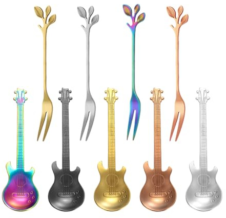 Cucchiai Per Chitarra Da 5 Pezzi, Forchette Per Foglie Da 4 Pezzi, Cucchiai Carini, Cucchiaini In Acciaio Inossidabile, Cucchiaini Da Caffè, Gadget Da Cucina