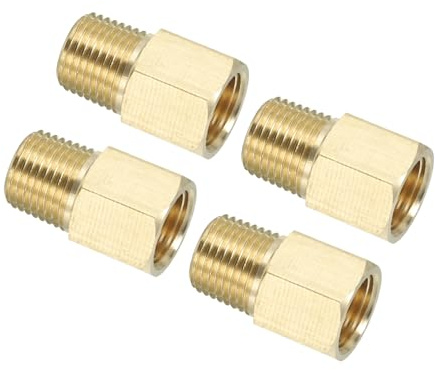 PATIKIL 4-pack rörbeslag i mässing hexbussning, 1/8 tum NPT hane till 1/8 tum NPT hona reduceringsadapter rörförlängningsbeslag för badkar pip dusch, gyllene