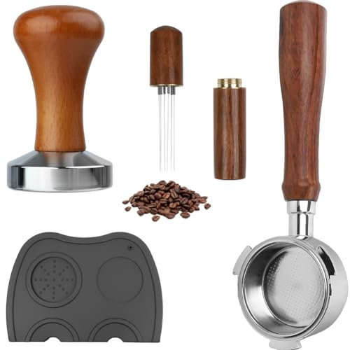 Café Tamper Set Compatible avec EC680/EC685/EC785/EC885 de De'Longhi, 51mm Filtre à Café Sans Fond Portafilter, Espresso Café Tamper Tampon, Presse à Café avec Coussin Silicone