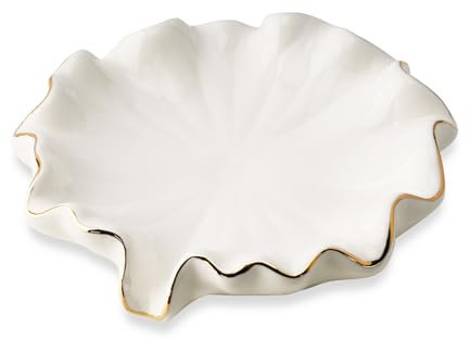 YoHyien Porte Savon Ceramique, Porte Savon en Forme de Feuille de Lotus, Support Savon Solide pour Salle de Bain, Cuisine, Baignoire, Évier et Douche