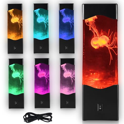 GBKDQQ Quallen Lampe Lavalampe, 7 Farben Quallenlampe Schwebende Jellyfish Lampe Kinder LED Quallen Lavalampe Aquarium Lampe Stimmungslicht Geschenke Dekoration Stimmungslampe für Zuhause Büro