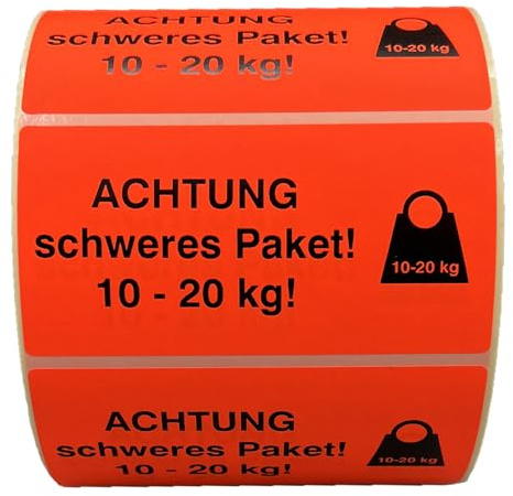 Giese-GEF Paketaufkleber 10-20 kg Paketgesetz, 1.000 Etiketten, 100 x 40 mm, Leuchtrot
