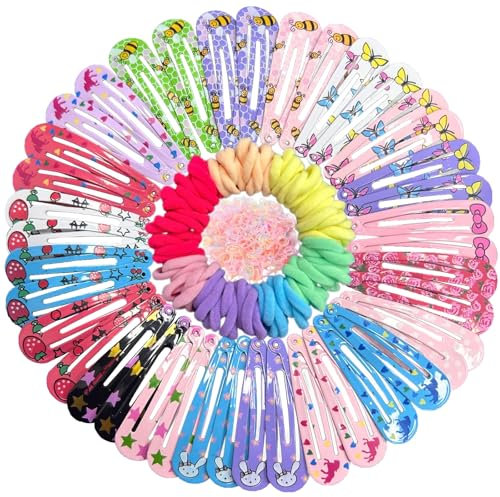 KEYRI 340 PCS Hair Metal Baby Clips & Rubber Bands Durable Delicate Accessories for Little Girls and Kids (40 Clips+300 Bands)