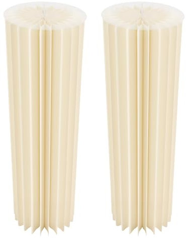 LANNADD Columna, 2 piezas, columna de flores de boda, jarrones de columna plegable, centro de mesa de cartón, con tapa acrílica, piezas centrales para fiesta, jardín, color blanco