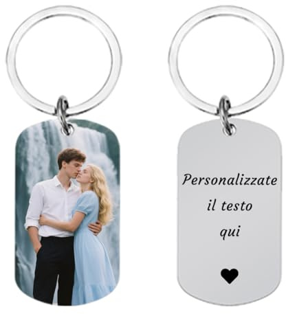AnJeey Llavero personalizado con foto y texto personalizados - Regalo romántico de aniversario y San Valentín para hombres, prometido, papá - Regalo de San Valentín para él, novio, esposo (Vertical)