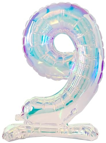 Folat B.V.- Folat 62954 Globo Número 9 Iridescentes 72 cm - Sin helio - Decoraciones para Cumpleaños, Baby showers, Bodas y Aniversarios, Color