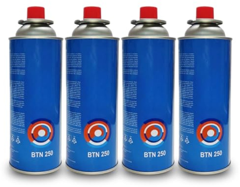 4 Cartuchos de 227gr para Camping Gas Portatil u Hornillo Camping Portátil, Cocinal, Infernillo, Fogareiro (4 botellas de Gas