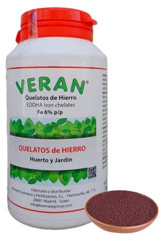 VERAN Quelatos de Hierro 200g | Aporte de Hierro Biocompatible para Plantas | Reverdeciente de Plantas Terrestres y de Acuario | Abono Quelato de Hierro Contra la Clorosis Férrica 100% Soluble en Agua