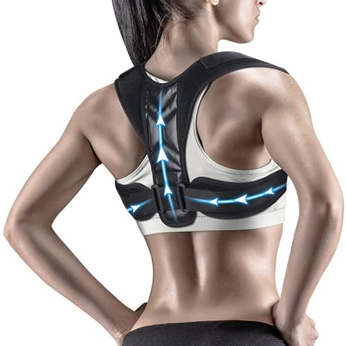 Posture Corrector for Men & Women, Adjustable Upper Back Brace for Clavicle Support & Spine Alignment, Breathable Mesh Back Straightener, Invisible Under Clothes for Office, Home & Fitness (L)