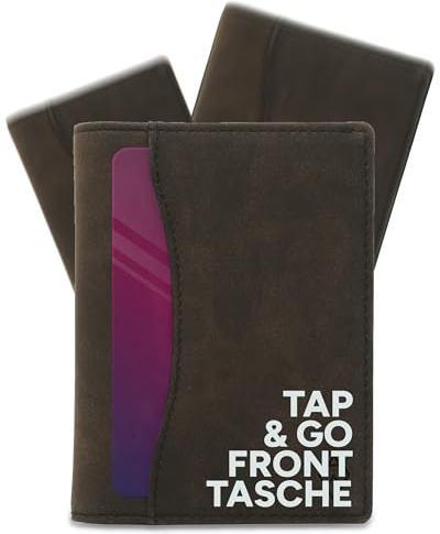 AKIELO Cartera de Hombre Plegable con Bloqueo RFID, Lengüeta Extractora y Caja Regalo – Elegante Cartera para Hombre y Tarjetero “Tap N Go” (Oscar - Edición Moca Oscura)