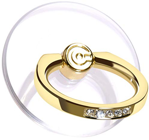 Transparent Phone Ring Holder Grip - EI Sonador Clear Cell Phone Ring Stand Holder Finger Grip Kickstand 360° Rotation, Compatible with Most of Phones, Tablets and Case (2 Gold Diamond)