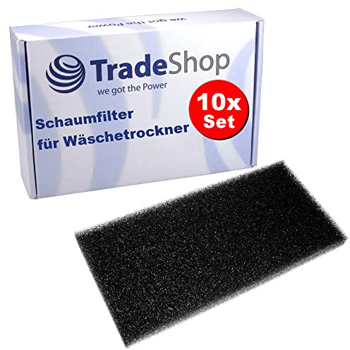 10 x Trade-Shop svampfilter/skumfilter kompatibelt med Panasonic Gorenje Asko Cylinda Hisense Pelgrim Sibir Upo torktumlare värmepumpstork