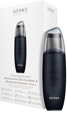 GESKE | SmartAppGuided™ MicroCurrent Skin Scrubber & Blackhead Remover | 9 i 1 | hudvårdsenheter | ansiktsrengöring | anti-aging och rengöring | professionell uppstramning | pormaskborttagare