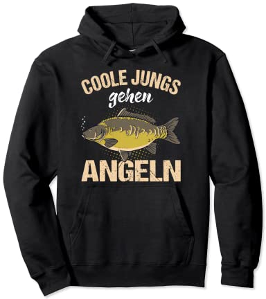 Coole Jungs gehen Angeln Karpfen Fische Sportfischer Angler Pullover Hoodie