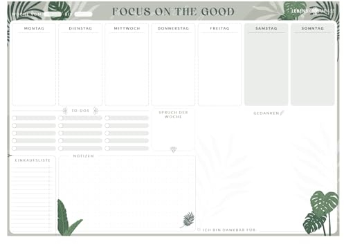 Lebenskompass® Schreibtischunterlage Papier A3 PARADISE von mit Wochenplaner Schreibtisch Unterlage aus Papier mit Kalender - Produktivität steigern im Homeoffice & Büro