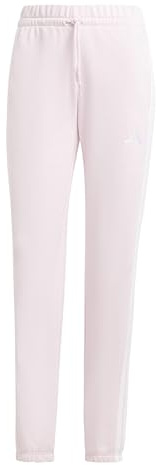 adidas Donna Essentials 3-Stripes French Terry Cuffed Pants, Clear Pink/White, M