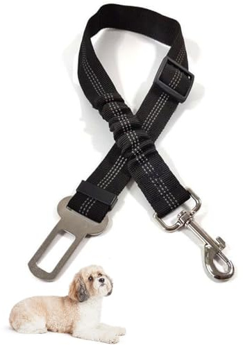Dog Seat Belts for Cars Dogs Car Harness Pets Car Safety Belt Elastic Buckle Dog Cars Harness Adjustable Dog Seat Belt Nylon Pet Safety Belts for Dogs Cats and Pets (Black)
