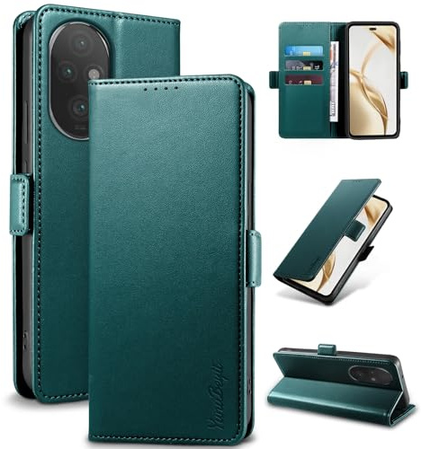 Yunubeyii Funda para Honor 200 - [RFID Bloqueador] Carcasa de Cuero PU, Magnético Libro Tipo Flip Capa,Soporte Plegable con Tarjetero,Verde