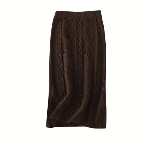 Générique Jupe Mi Longue Femme - Jupe tricotée en Laine épaisse pour Femmes Automne et Hiver Jupe Longue et Droite pour Hanches