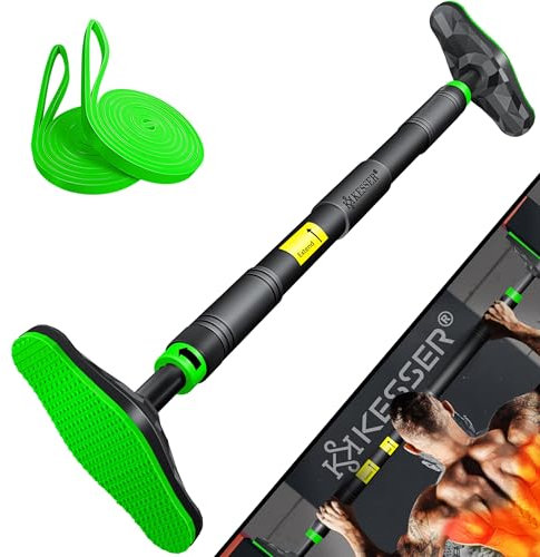 KESSER® Klimmzugstange Türrahmen verstellbar, Pull Up Bar Heimturnhalle, Reckstange ohne Schrauben/Bohren, 68-106 cm Ausziehbar, Tragfähigkeit bis zu 300Kg & rutschfeste Griffe, inkl. Resistenzbänder