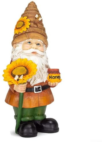 Statua di gnomo da giardino in resina colorata, squisita fattura, perfetta per giardini (B)