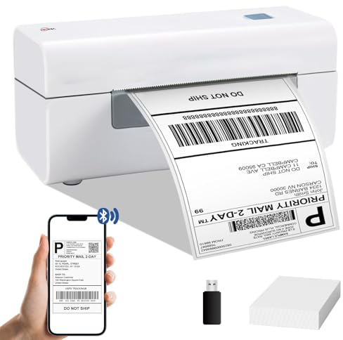 RGiNK 4x6 Thermal Label Printer Bluetooth, Postage, Shipping, Thermal for Small Business, Address Machine for Parcels Compatible with Etsy, Amazon, eBay, UPS